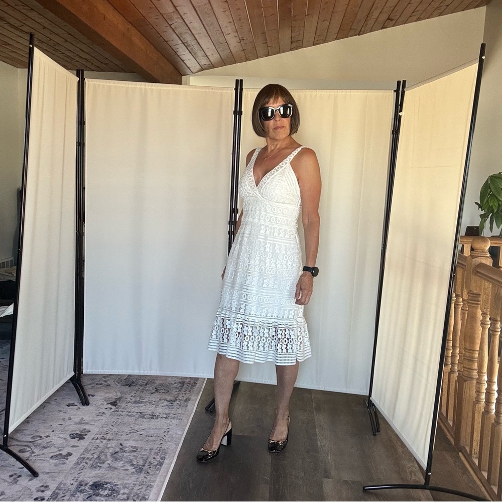 Diane Von Furstenberg White Lace Midi Dress